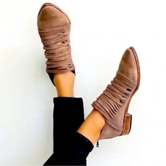 Free People | Women’s Brown Leather Lost Valley Strappy Ankle Zip Ankle Boot 9.5 - Picture 16 of 16